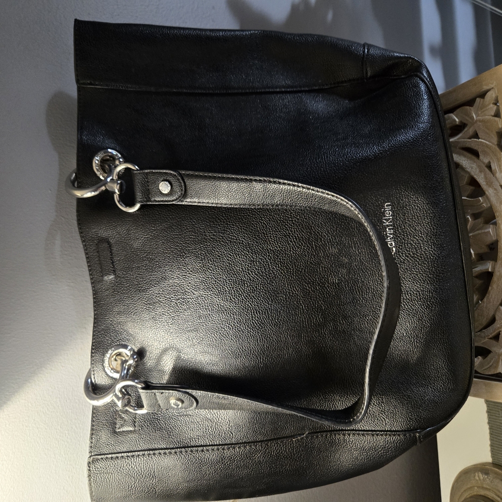 Calvin Klein Black Leather Tote Bag